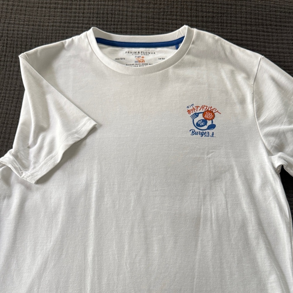 White Graphic Tee with Logo